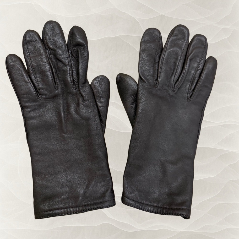 Isotoner Gloves Womens 7.5 Brown Leather Fullfinger Driving Classic Stylish